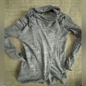 Danskin heathered blue asymmetrical cowl neck cardigan